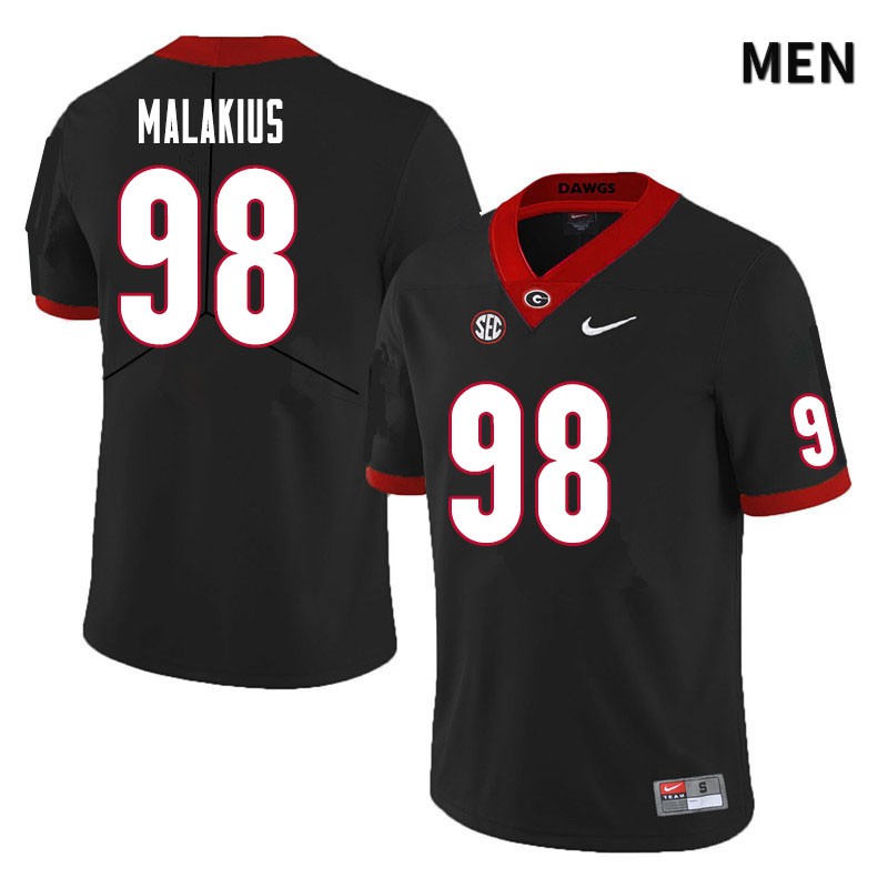 Georgia Bulldogs Men's Tyler Malakius #98 Black Stitched College UGA Football Jersey 23IA012QE